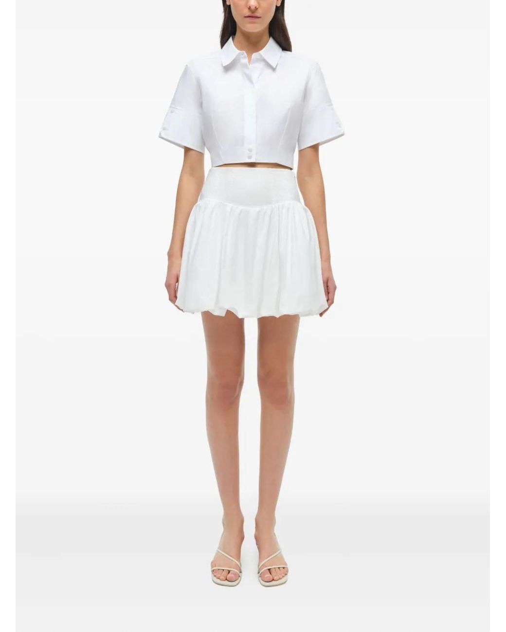 Jonathan Simkhai White Pippa Bubble-Hem Mini Skirt