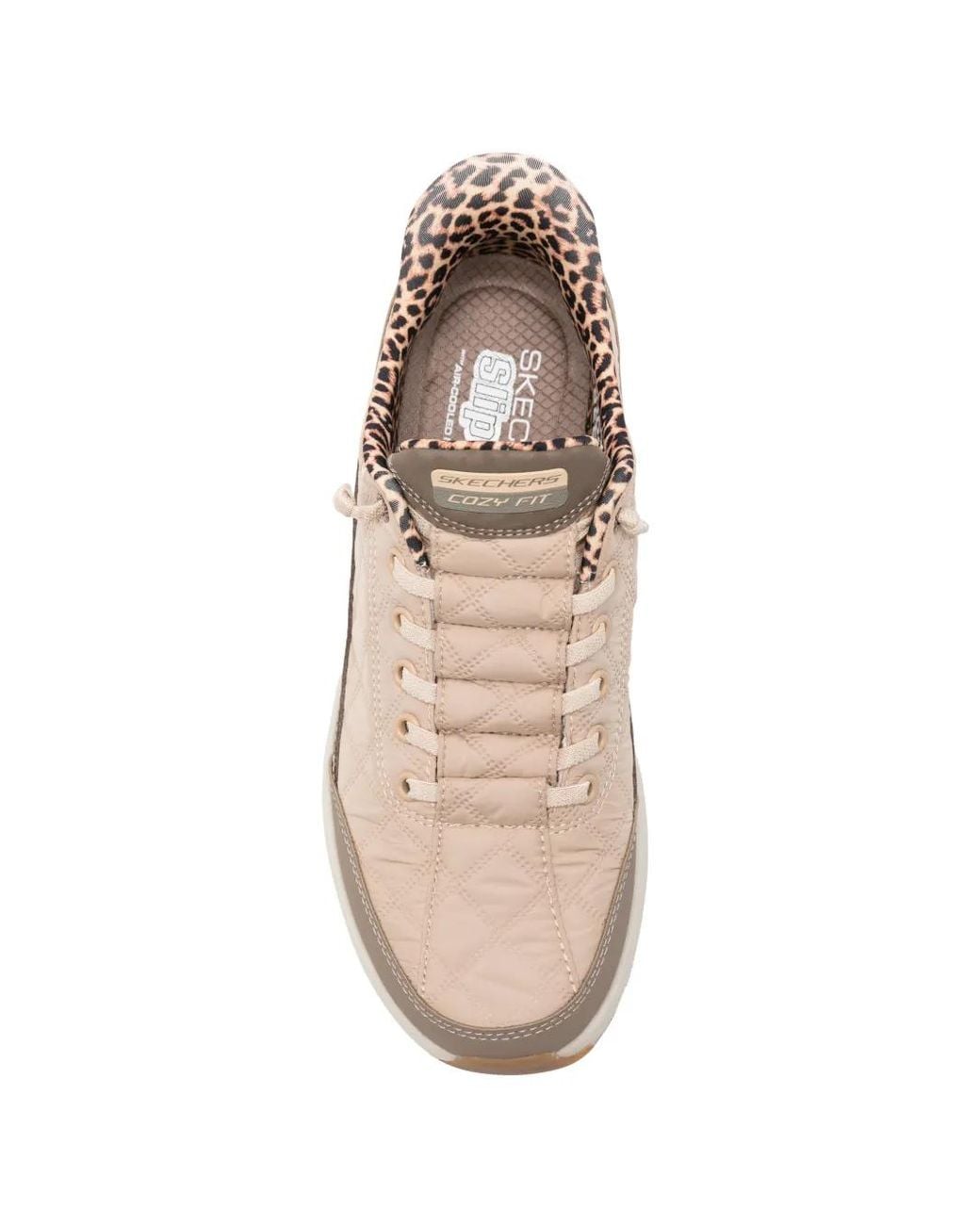 Skechers White Slip-Ins Quilted Leopard-Print Sneakers