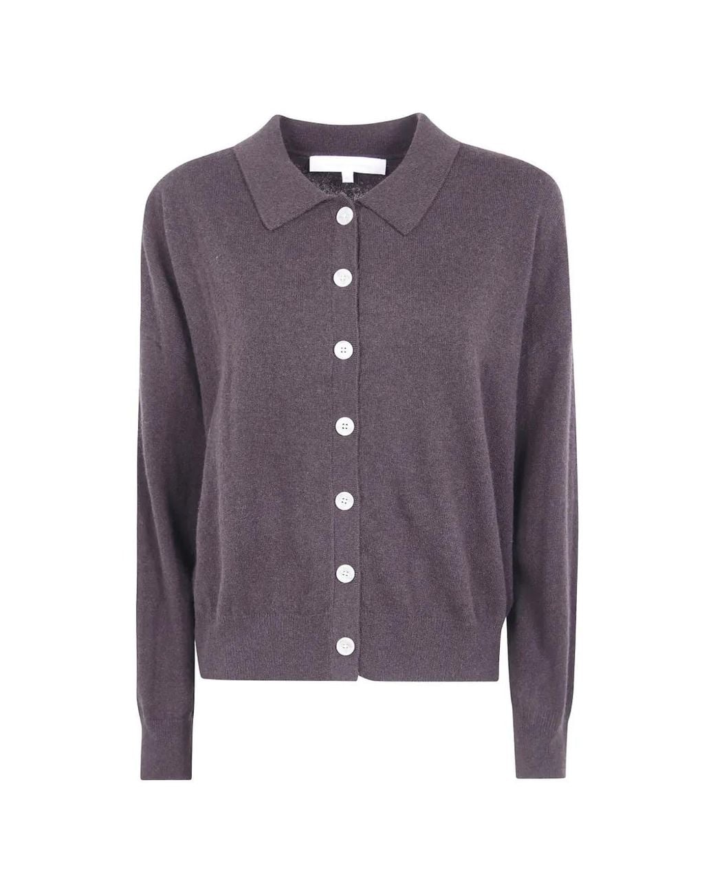 ABSOLUT CASHMERE Purple Button-Up Polo Cardigan