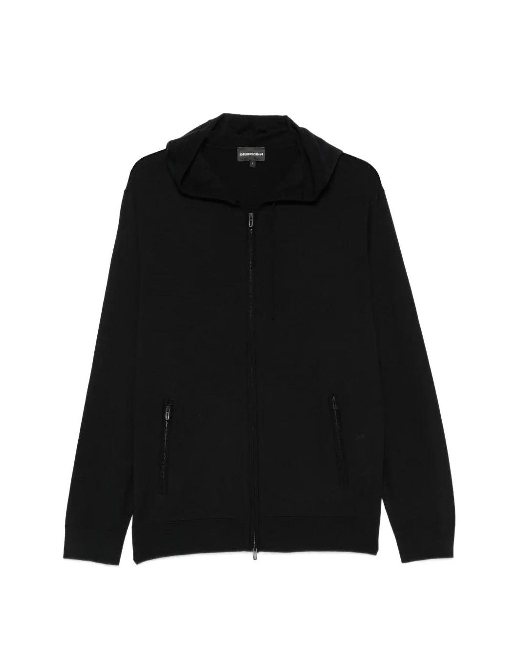 Emporio Armani Black Zip-Up Virgin-Wool Sweater for men