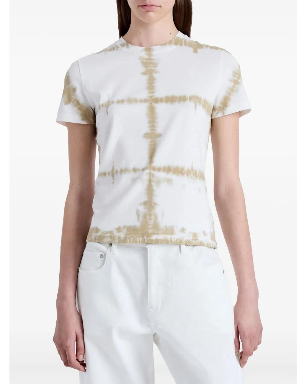 Proenza Schouler White Tie-Dye Print Cotton-Blend T-Shirt