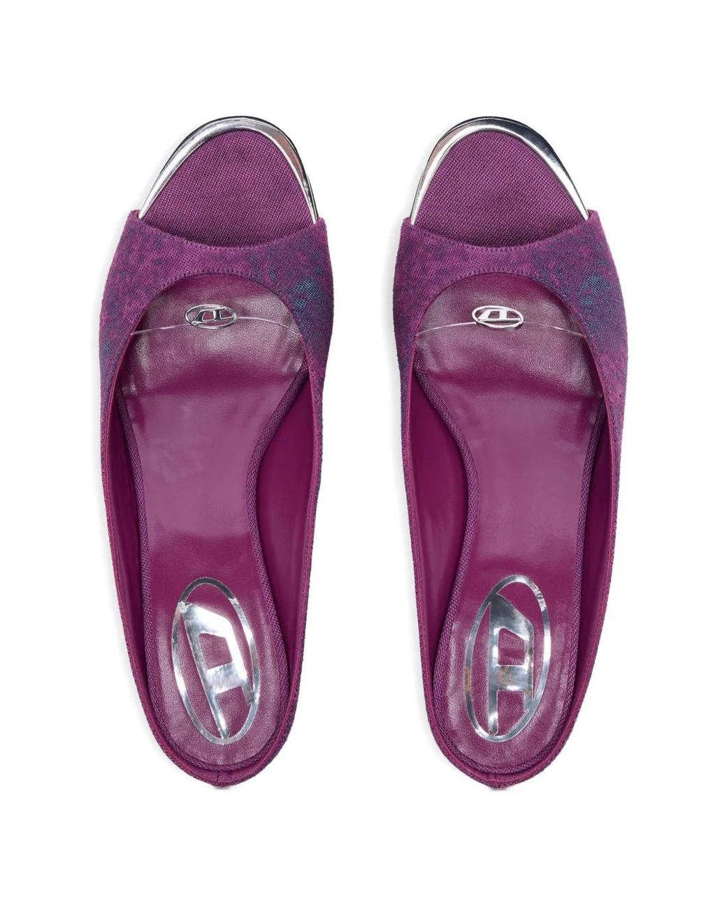 DIESEL Purple D-Diam's-Low Denim Mules With Floating Oval D