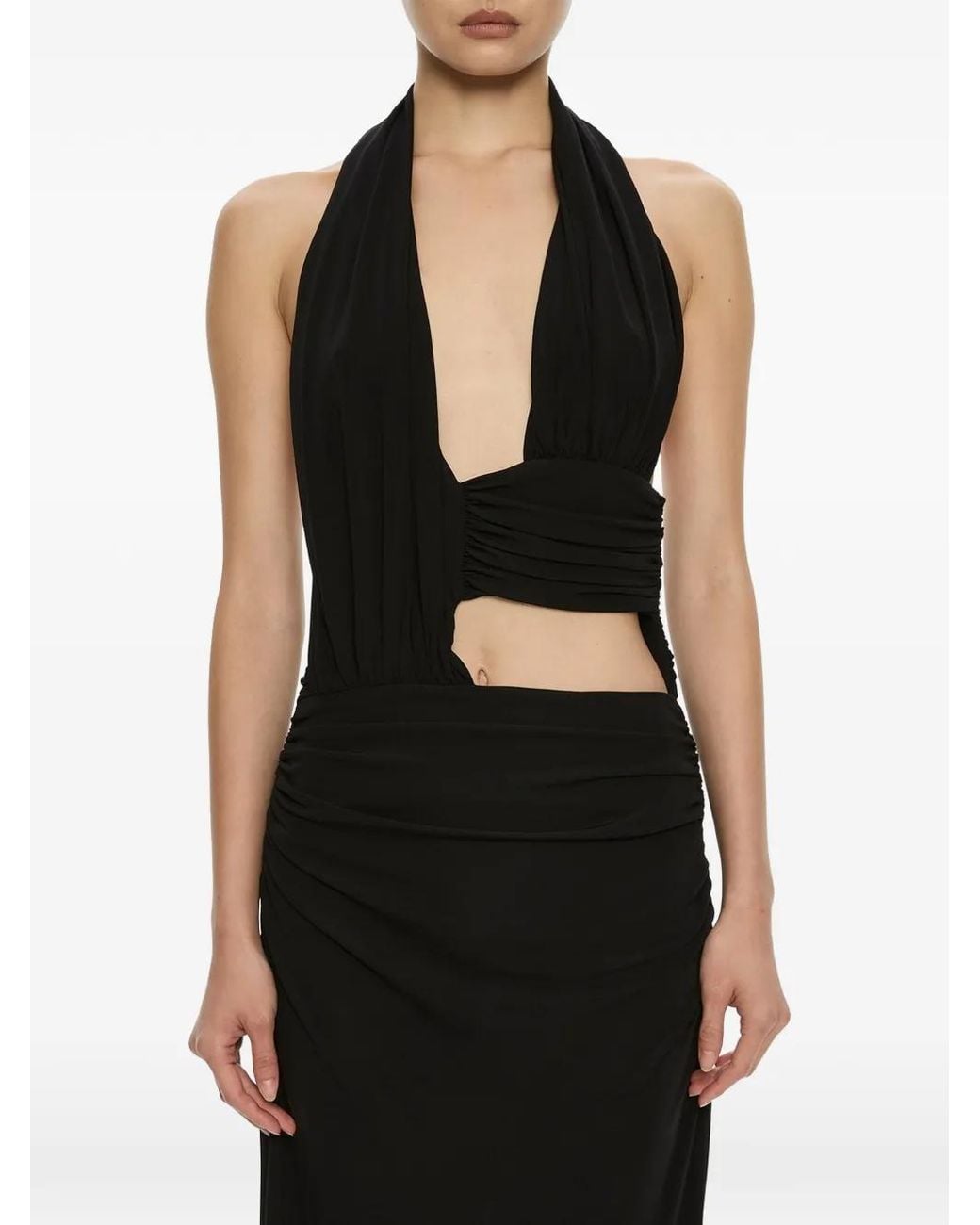 Christopher Esber Black Draped Cummerbund Maxi Dress