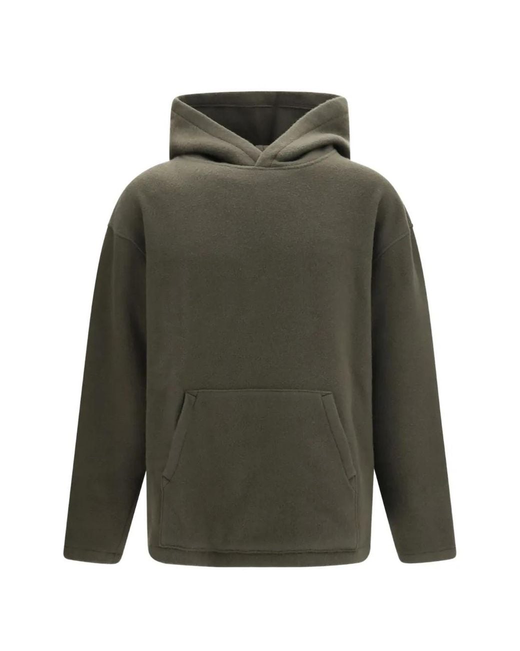 Rier Green Fleece-Texture Pouch-Pocket Hoodie