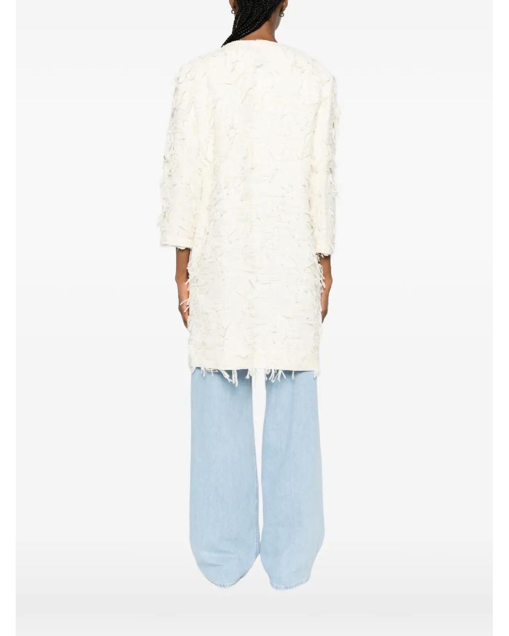 Bye White Open-Front Coat