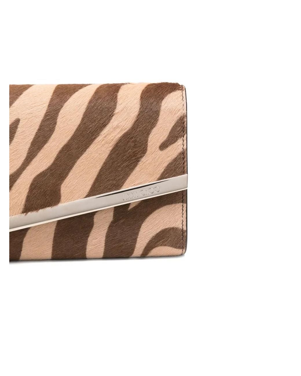 Jimmy Choo Pink Emmie Zebra-Print Clutch Bag
