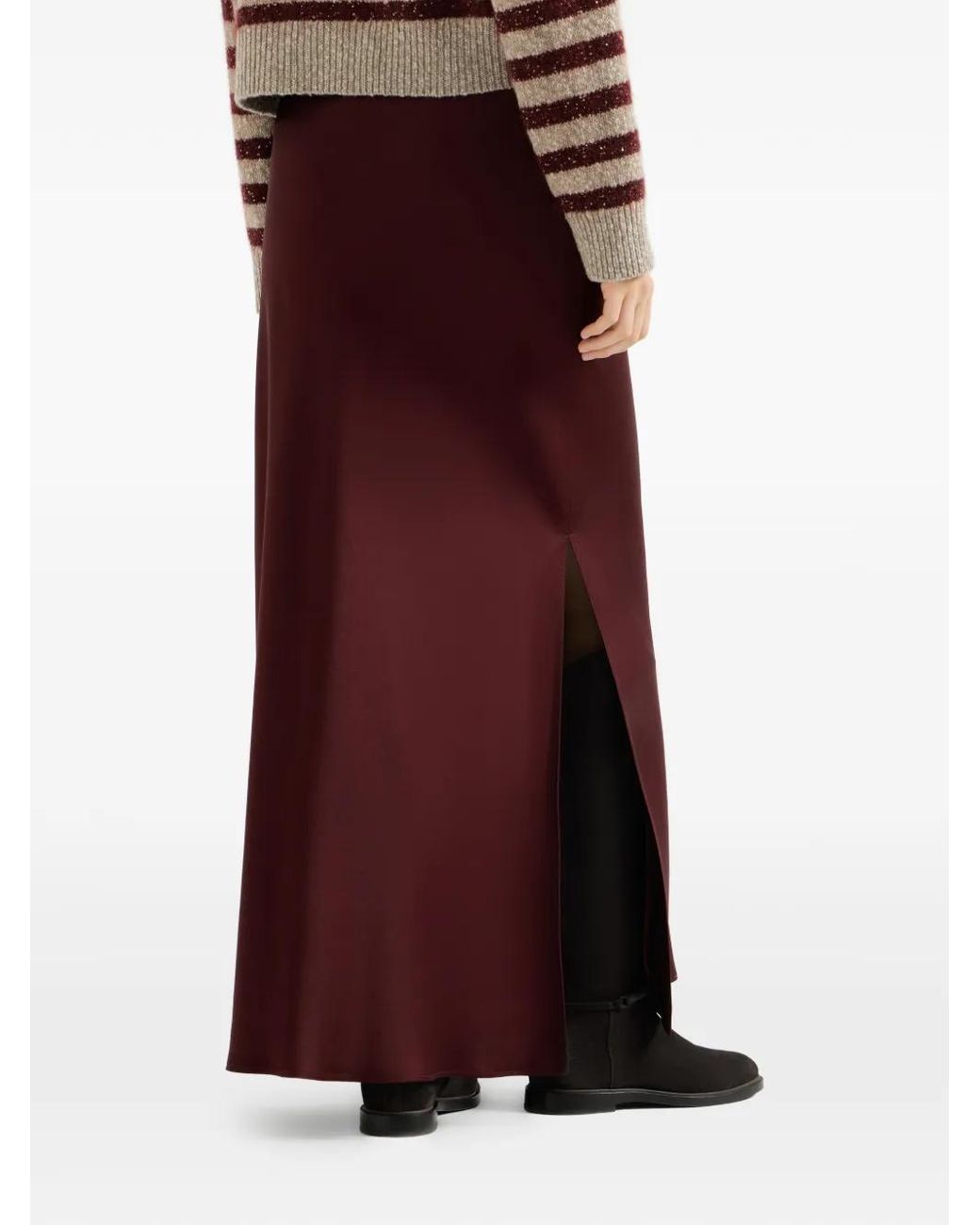 Brunello Cucinelli Purple Satin Cady Fluid Bias-Cut Skirt