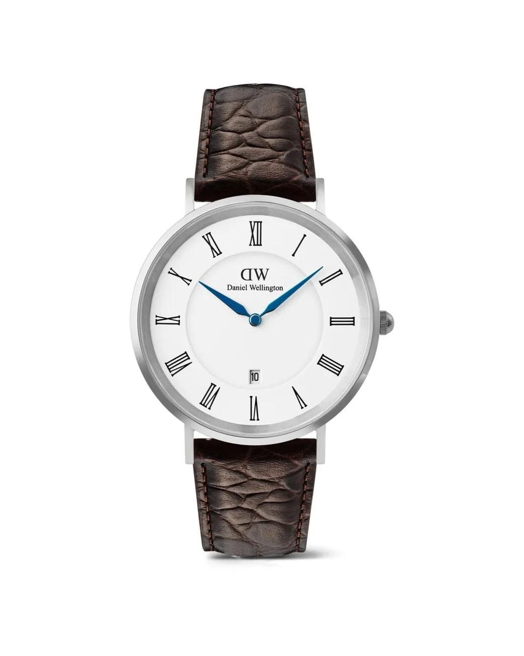 Daniel Wellington White Classic Roman Numerals Date Dark Croc Belly 40Mm Watch for men