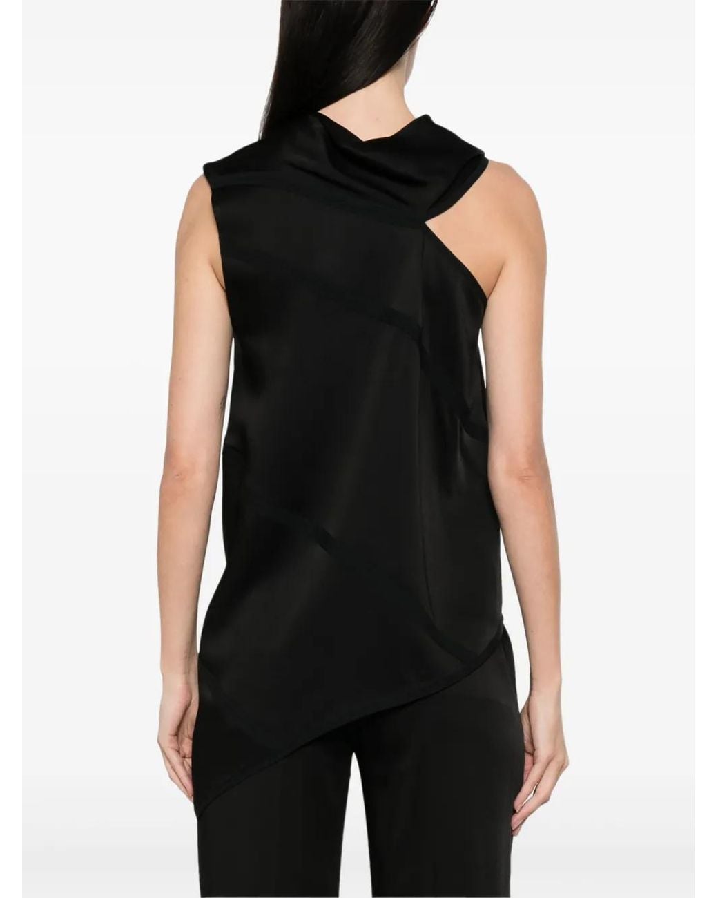 Jil Sander Black Sm Top Asymmetric Gloss With Bow