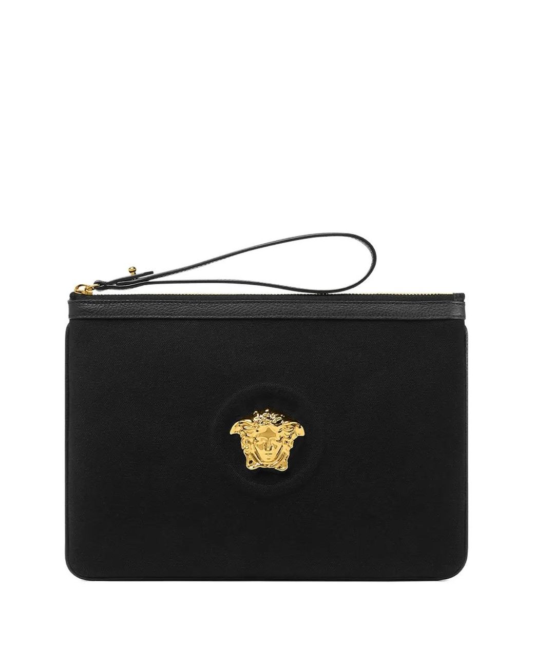 Versace Black La Medusa Canvas Pouch
