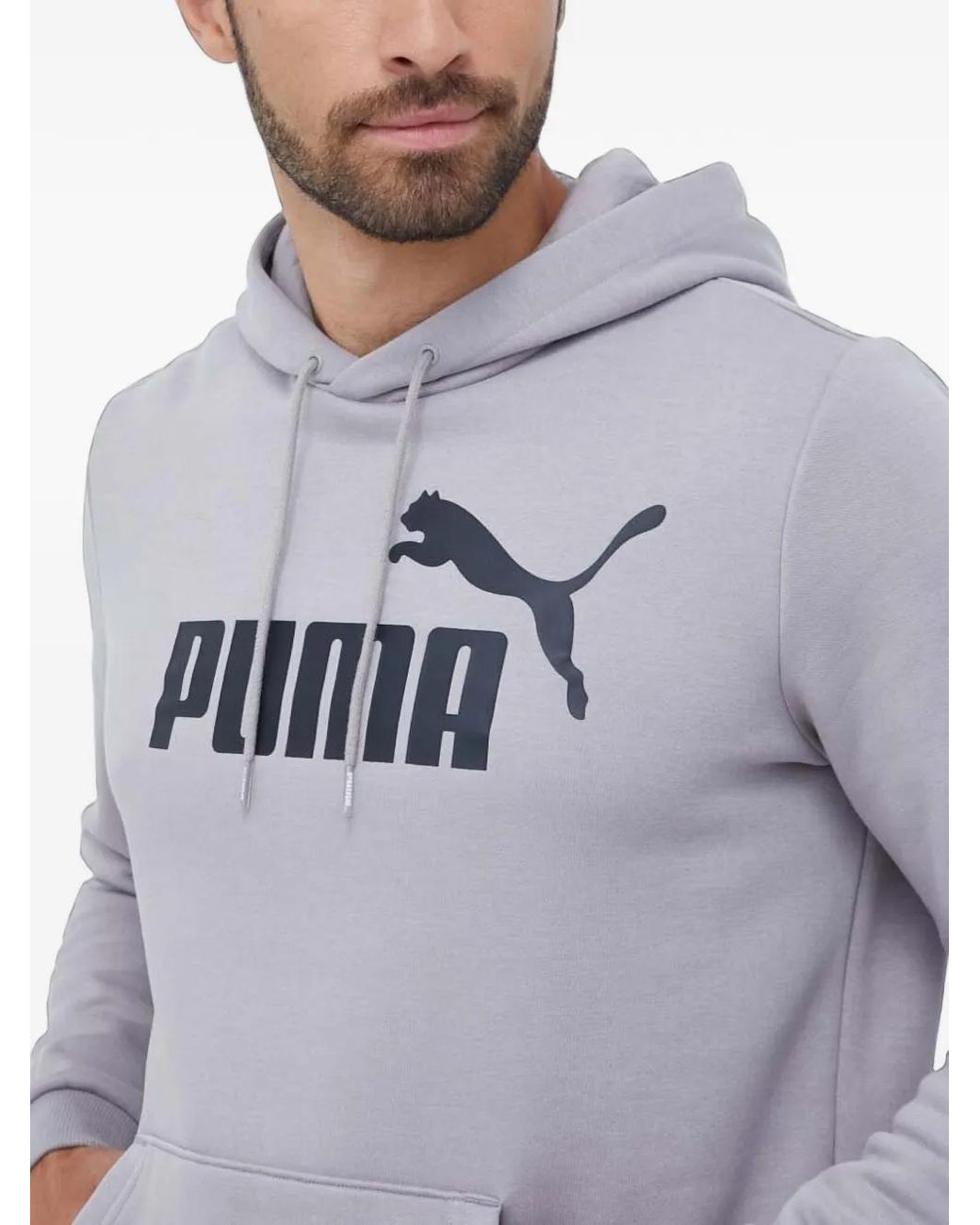 PUMA Gray Logo-Print Hoodie for men