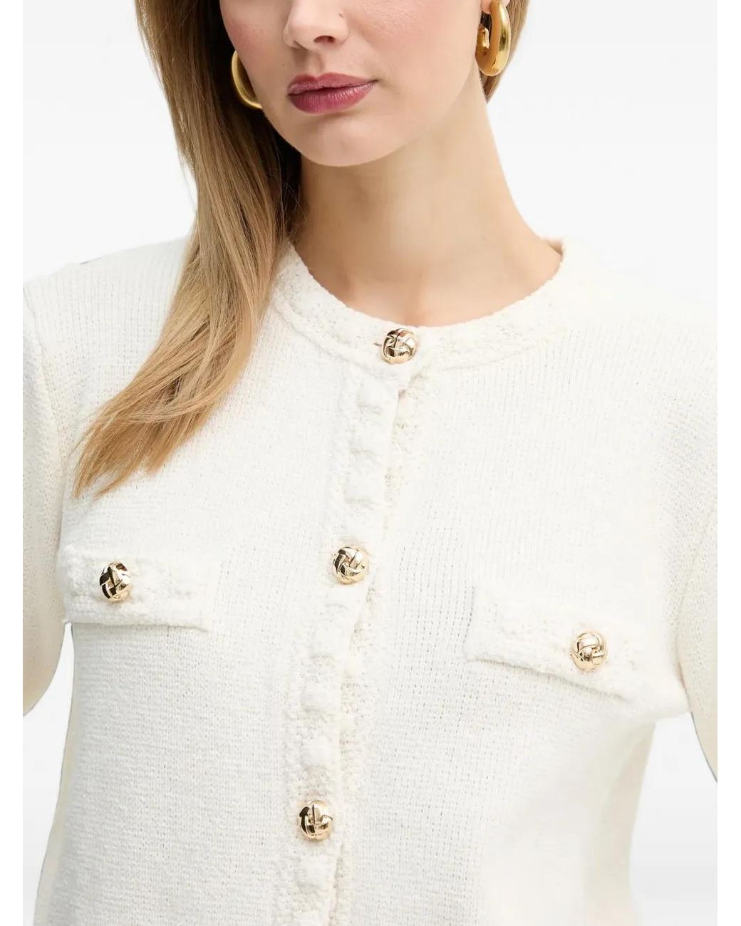 Silvian Heach White Scalloped Button Shirt
