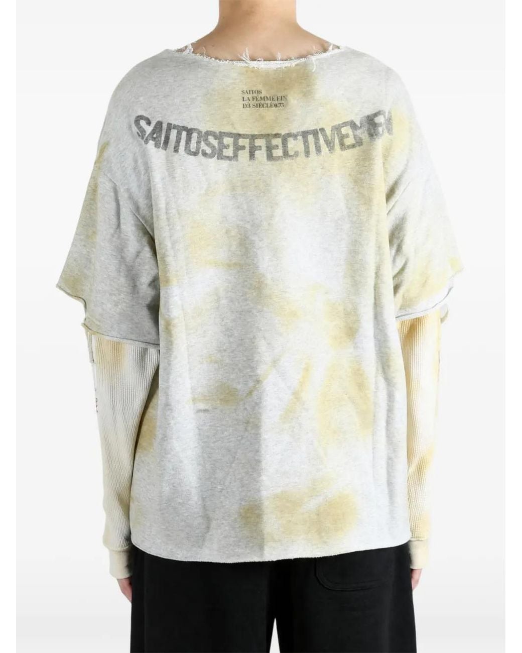 SAITOS White Graphic-Print Distressed-Finish Sweatshirt