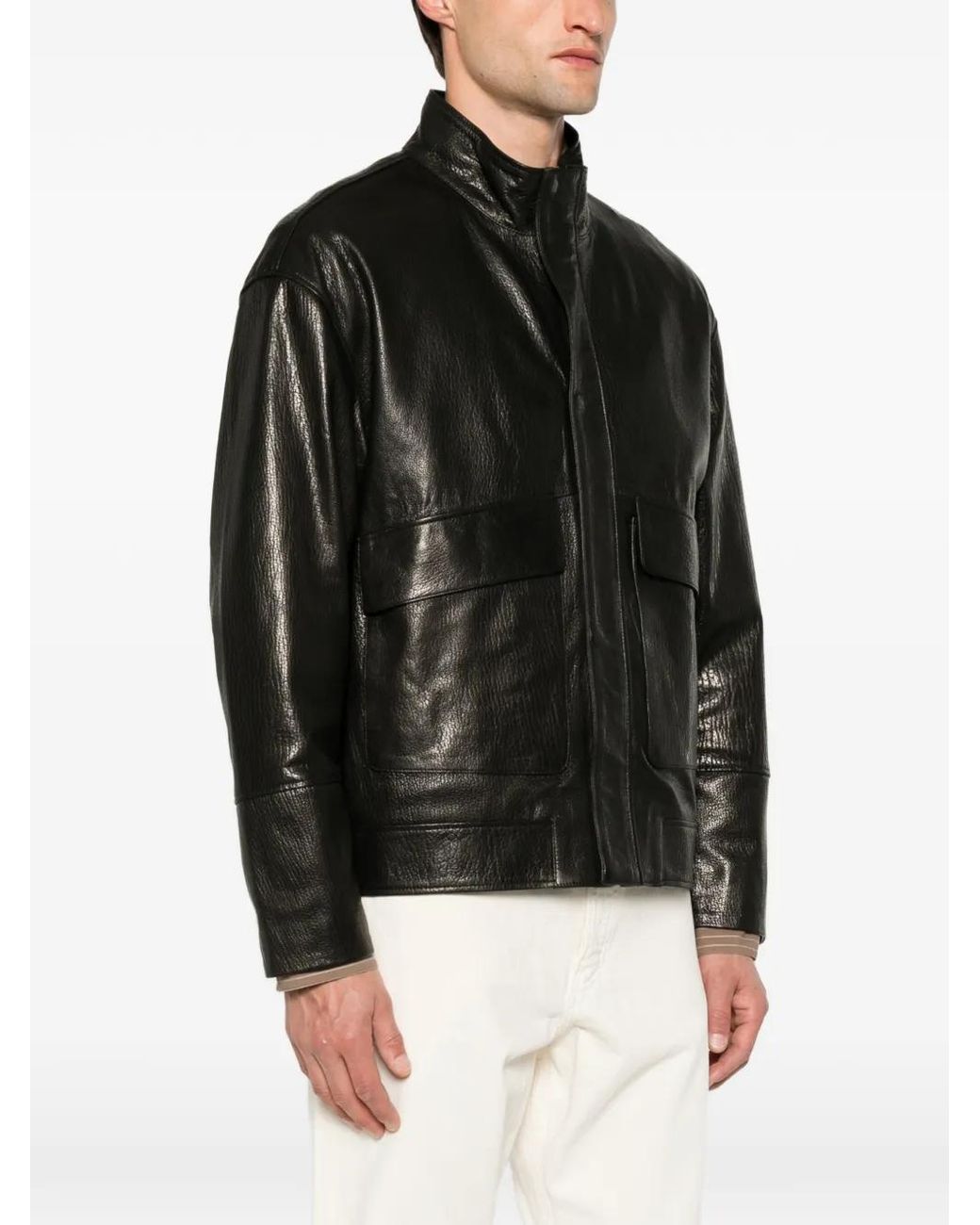 SERGIO MORETTI FIRENZE Black High-Neck Panelled Jacket for men