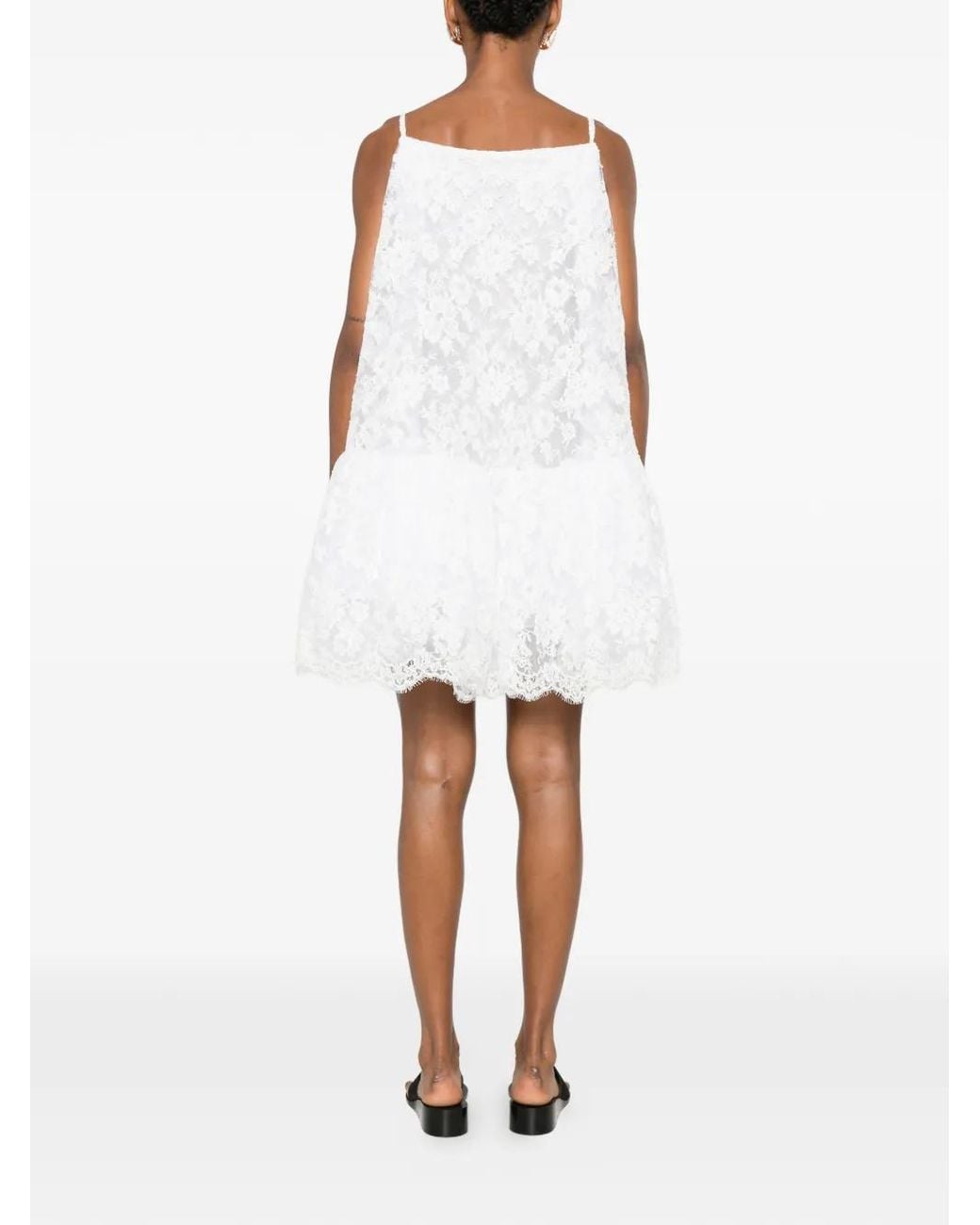 givenchy white lace dress Givenchy - Mini Bustier Dress In Lace With Cape - White - Women