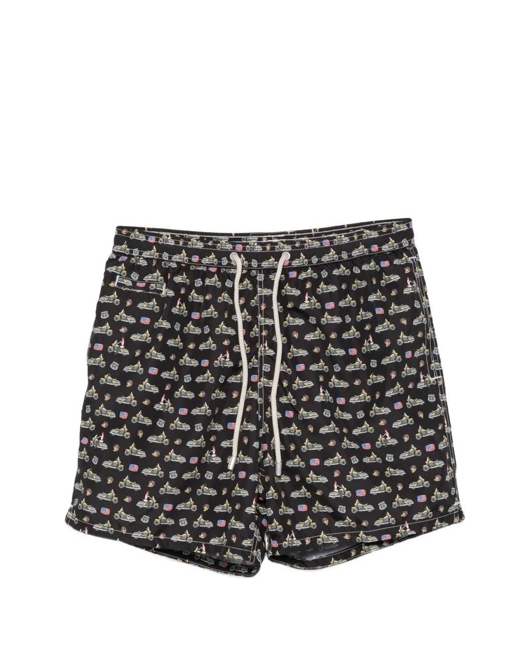 Mc2 Saint Barth Black Lighting Micro Swim Shorts With All-Over Print for men