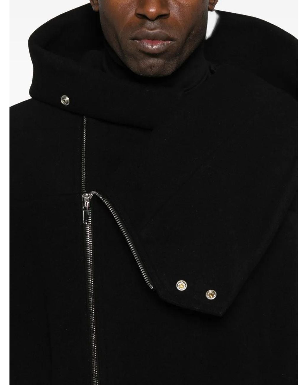 Rick Owens Black Hooded Zip-Up Jacket for men