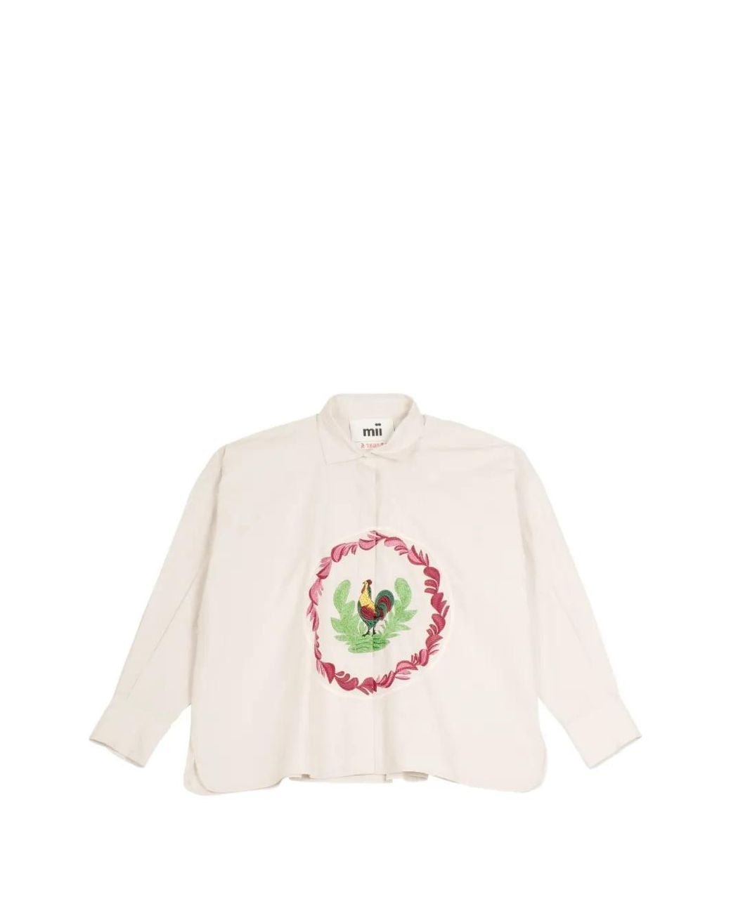 Mii White Greta Embroidered Cotton Shirt
