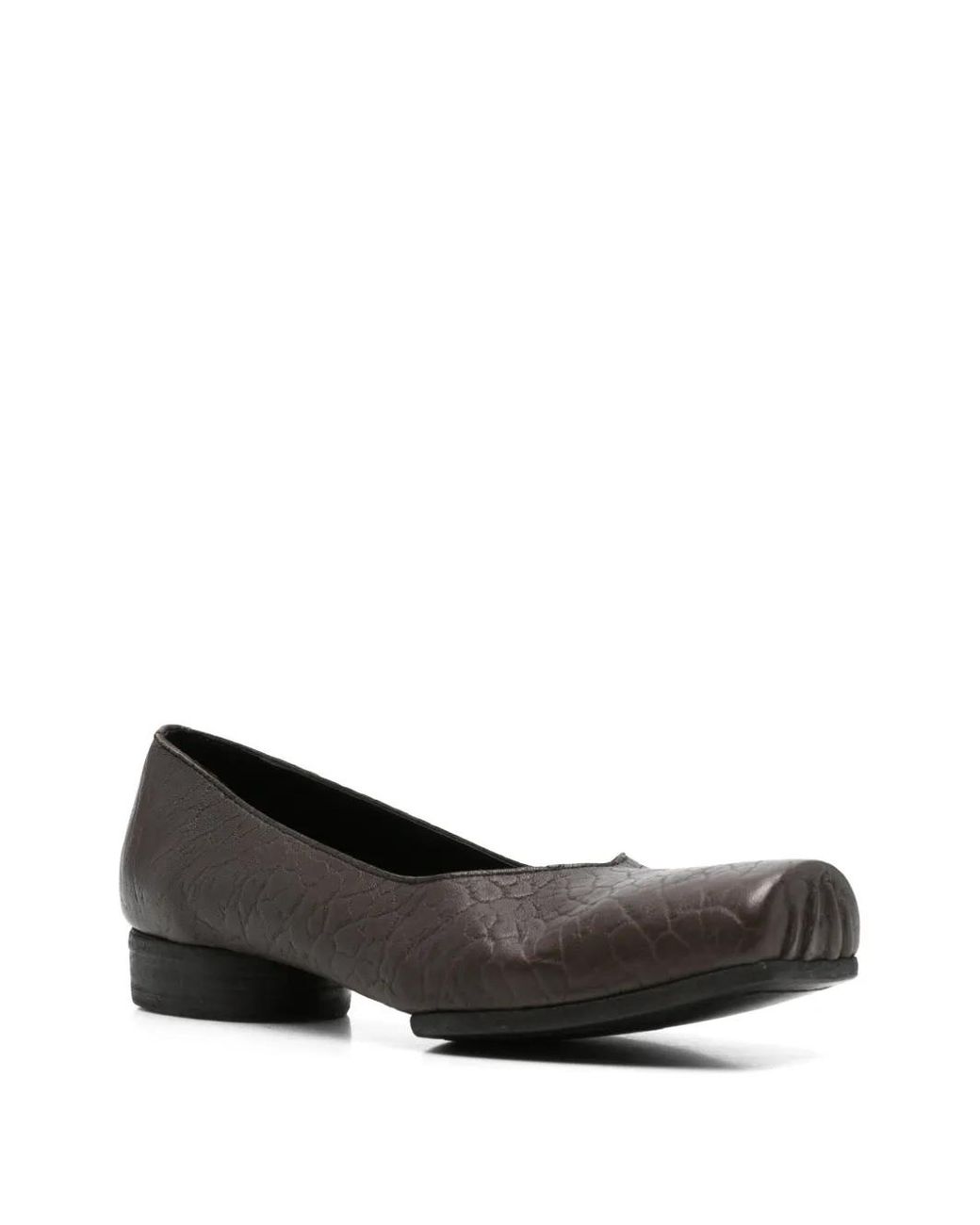 Uma Wang Gray Crinkled-Effect Square-Toe Pumps