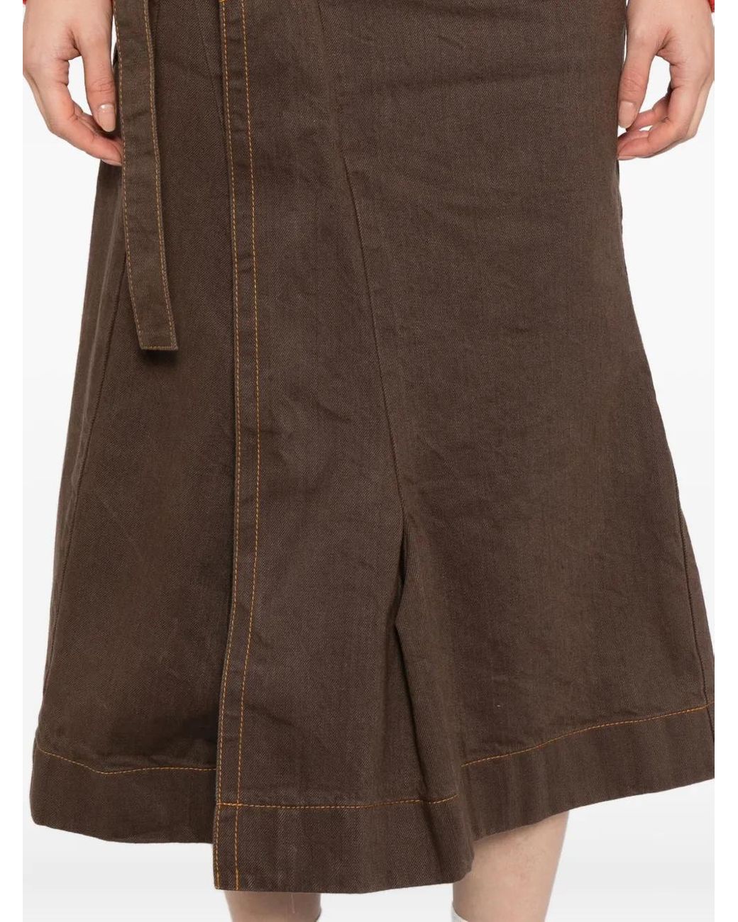 Sacai Brown Cotton Wrap Skirt
