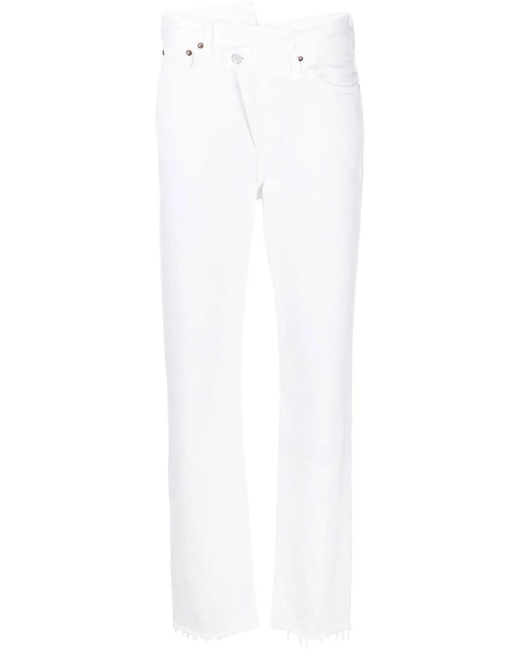 Agolde White Crossover Slim-Cut Jeans