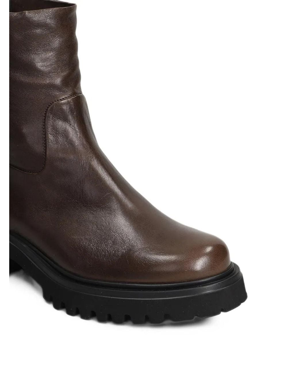 Evaluna Brown Rear-Zip Chunky-Sole Boots