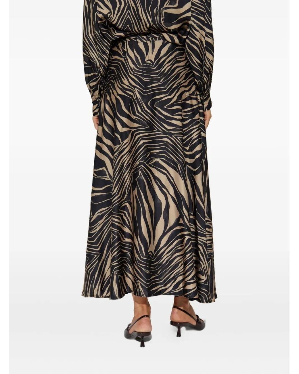 Munthe Black Lovella Zebra-Print Wrap Skirt