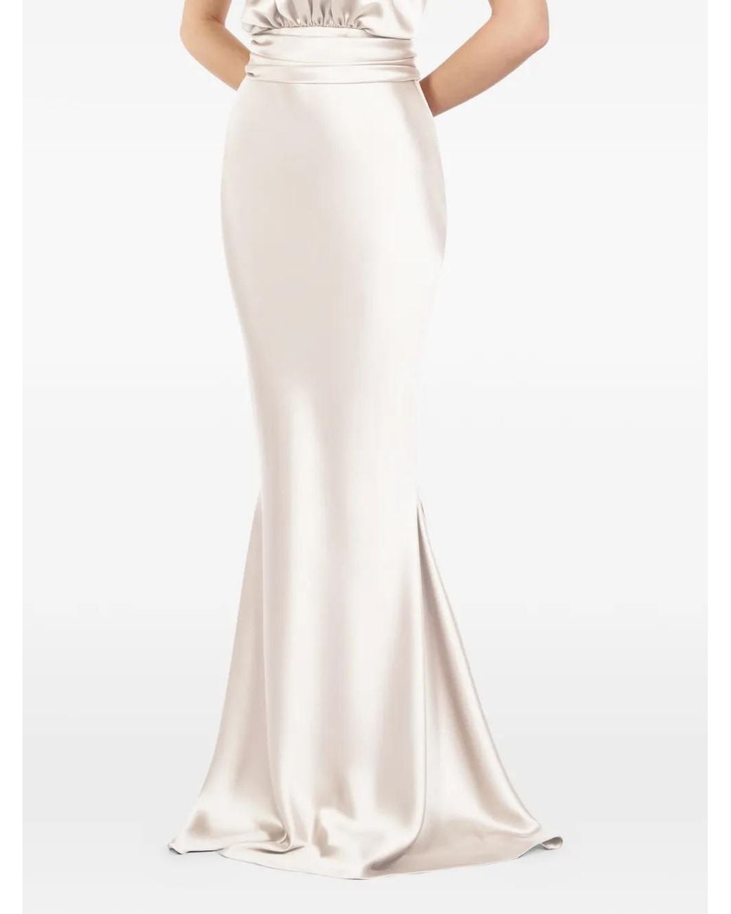 ALEXIA & ANTONIA White Bias-Cut Maxi Skirt