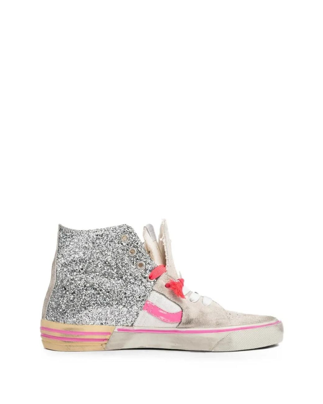 Paul Esterlin White Glitter-Detail High-Top Sneakers