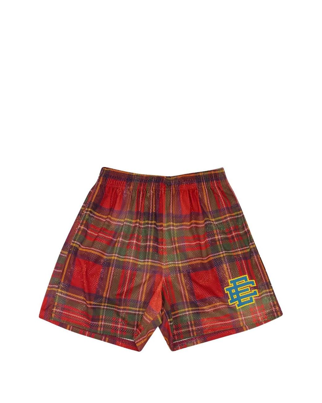 Eric Emanuel Red Stadium Plaid Shorts for men