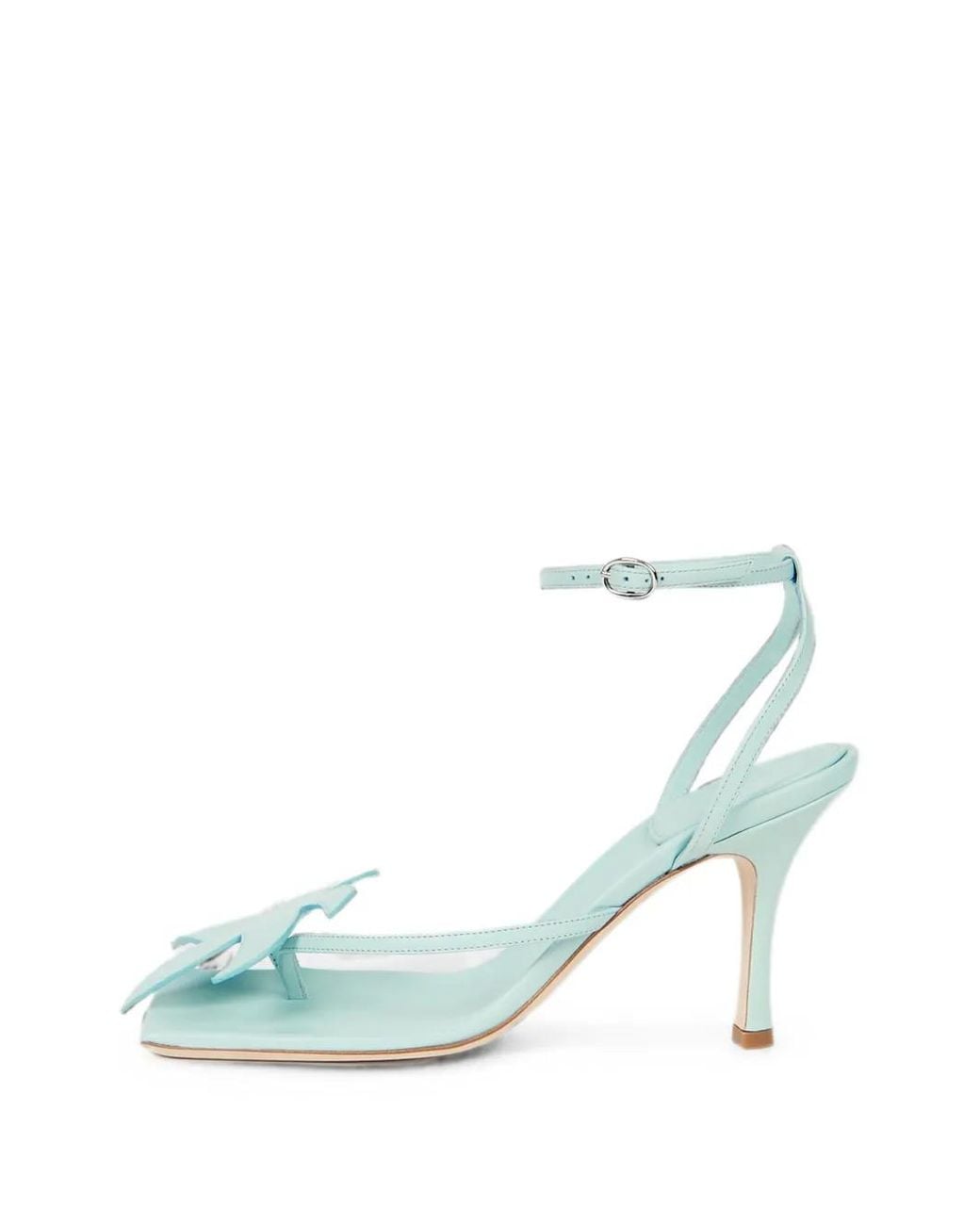 A.W.A.K.E. MODE Blue Delta Palm-Leaf-Detail Leather Sandals