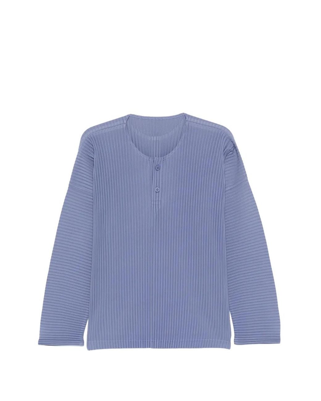 Homme Plissé Issey Miyake Blue February Pleated Buttoned T-Shirt for men