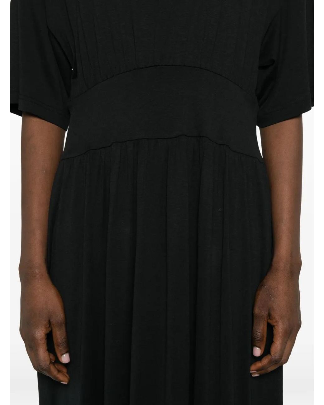 Totême Black Cotton Silk T-Shirt Dress