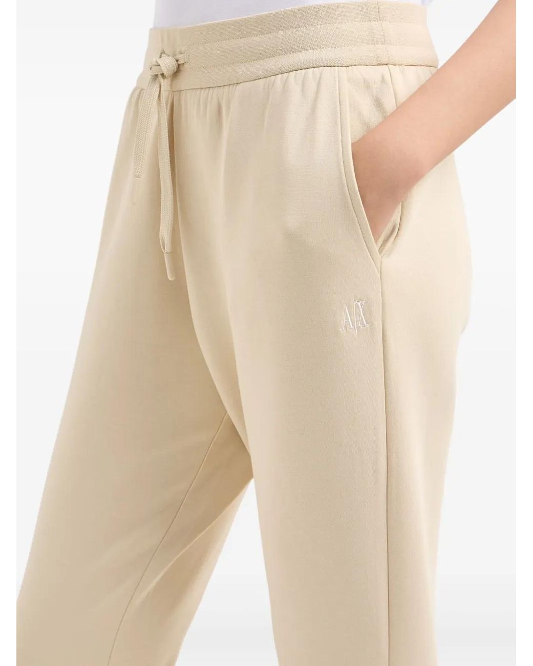 ARMANI EXCHANGE Natural Regular Fit Trousers Jersey Bonded Stretch Cotton