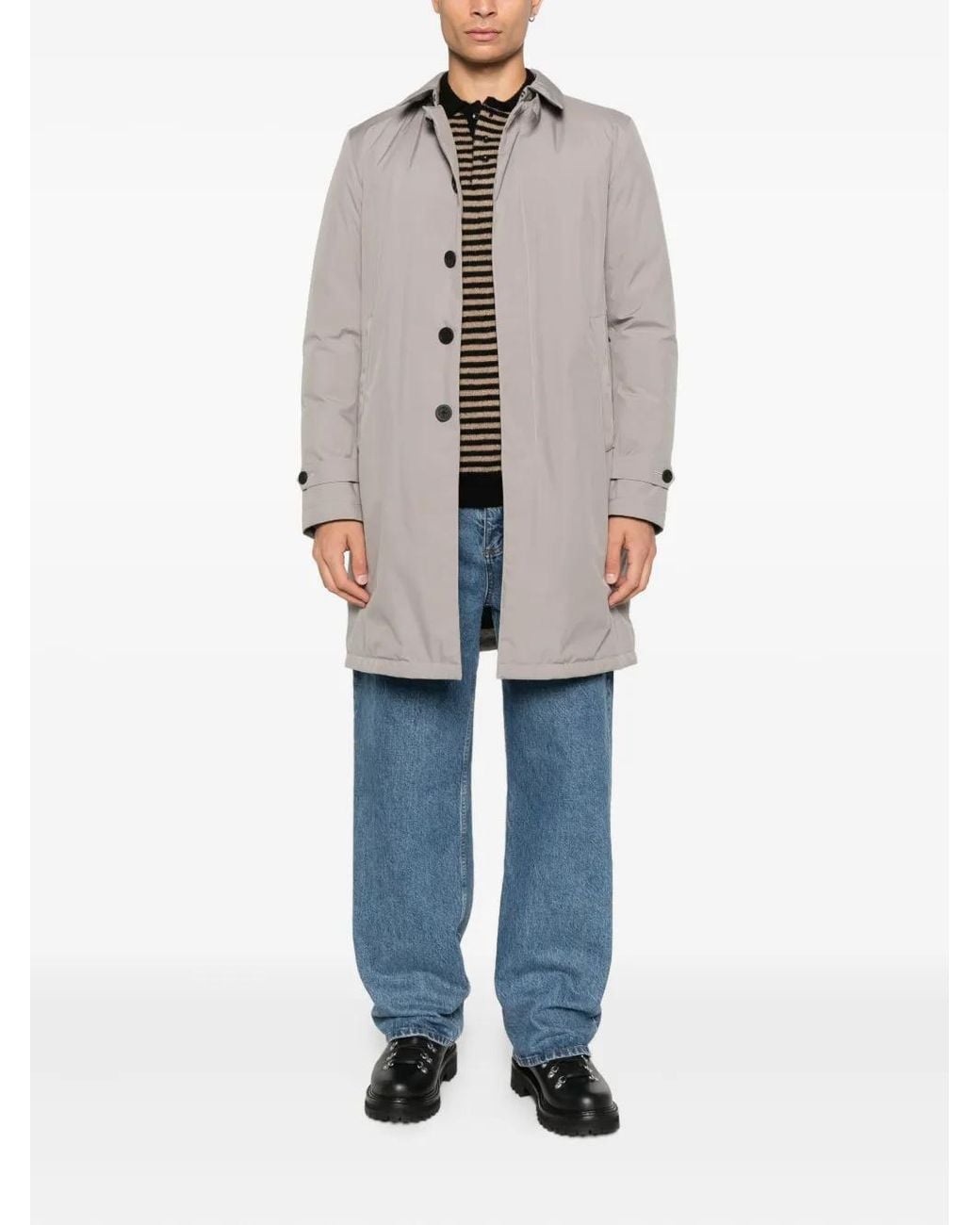 Herno Gray Buttoned Coat for men