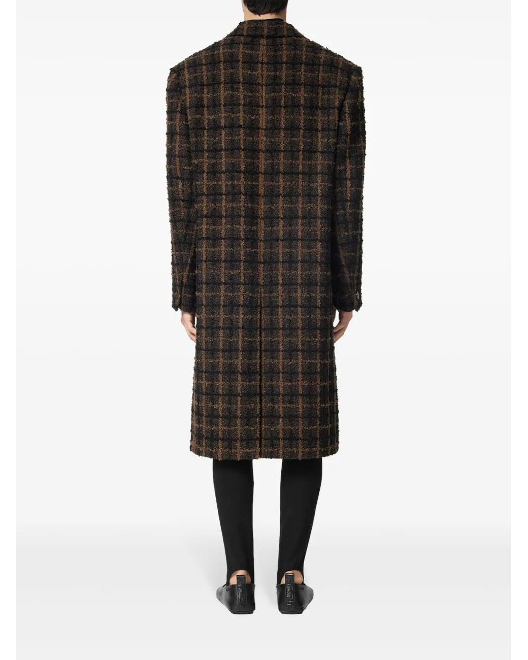 Versace Black Checked Midi Coat for men