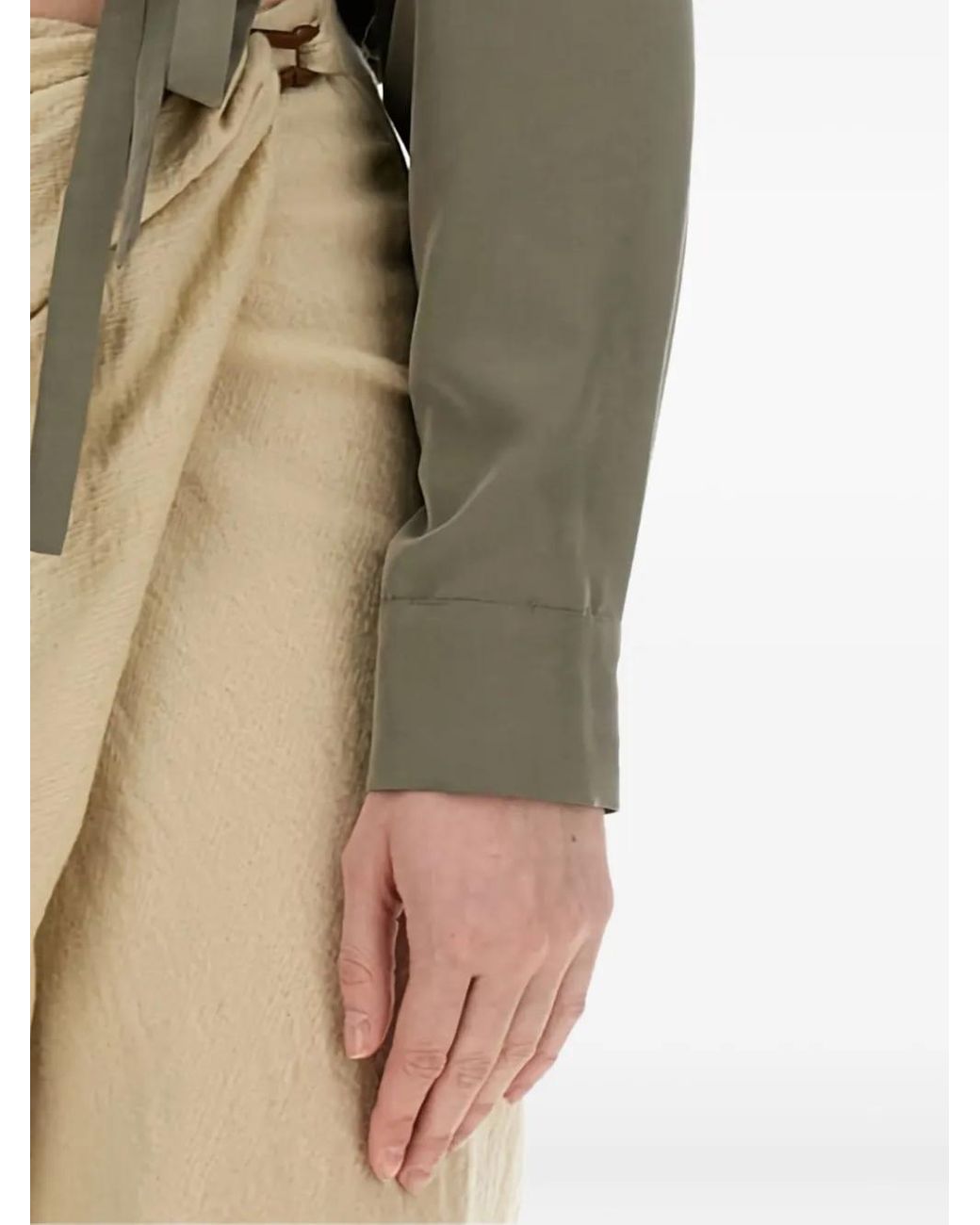 Alysi Green Ruffle-Detail Wrap Top