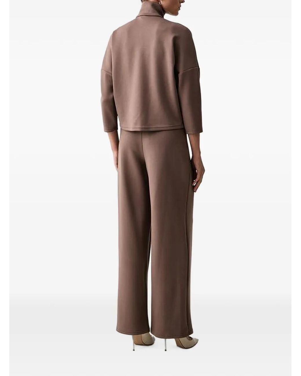Joseph Ribkoff Brown Half-Zip Wide-Leg Tracksuit