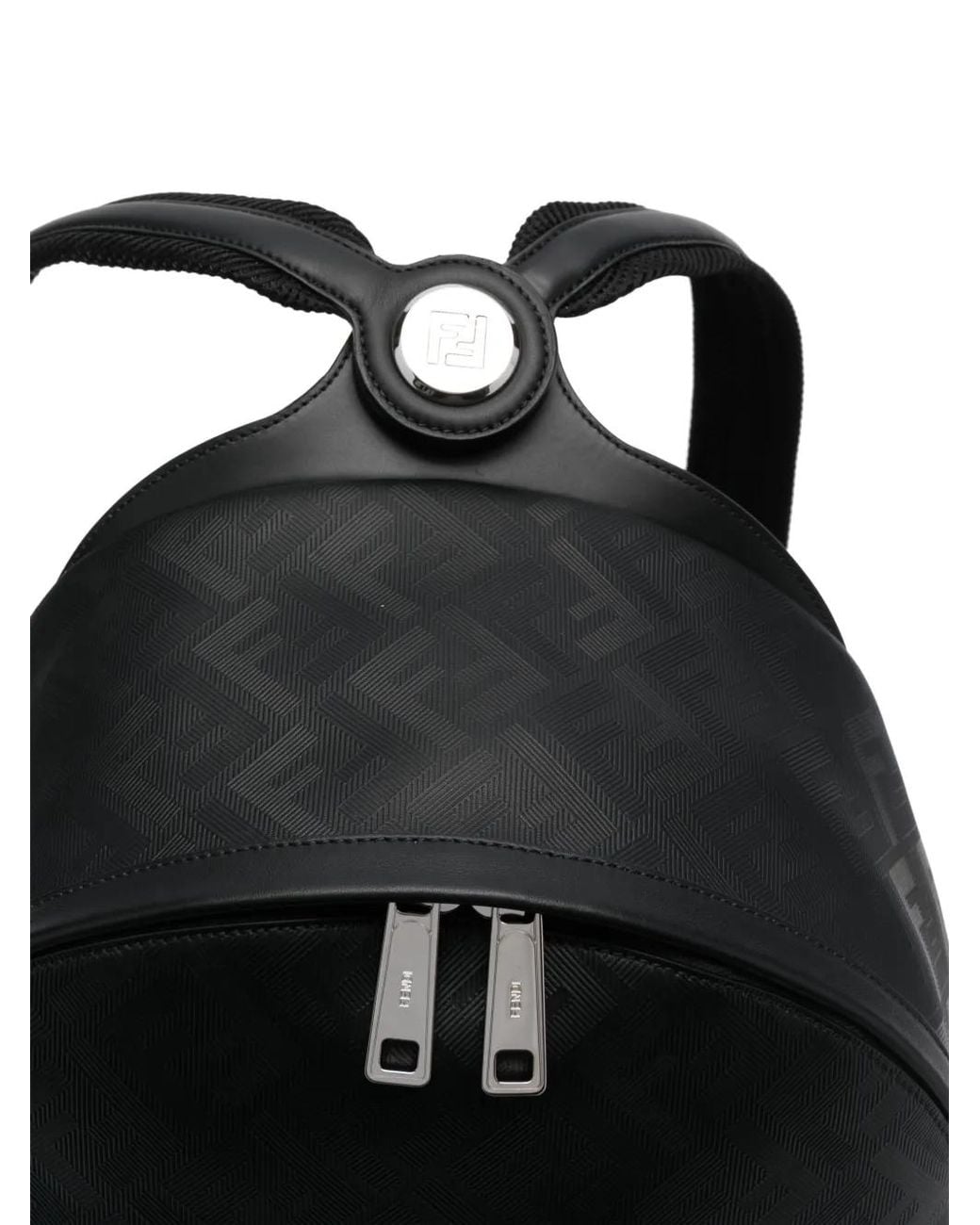 Fendi Black Chiodo Shadow Leather Backpack for men