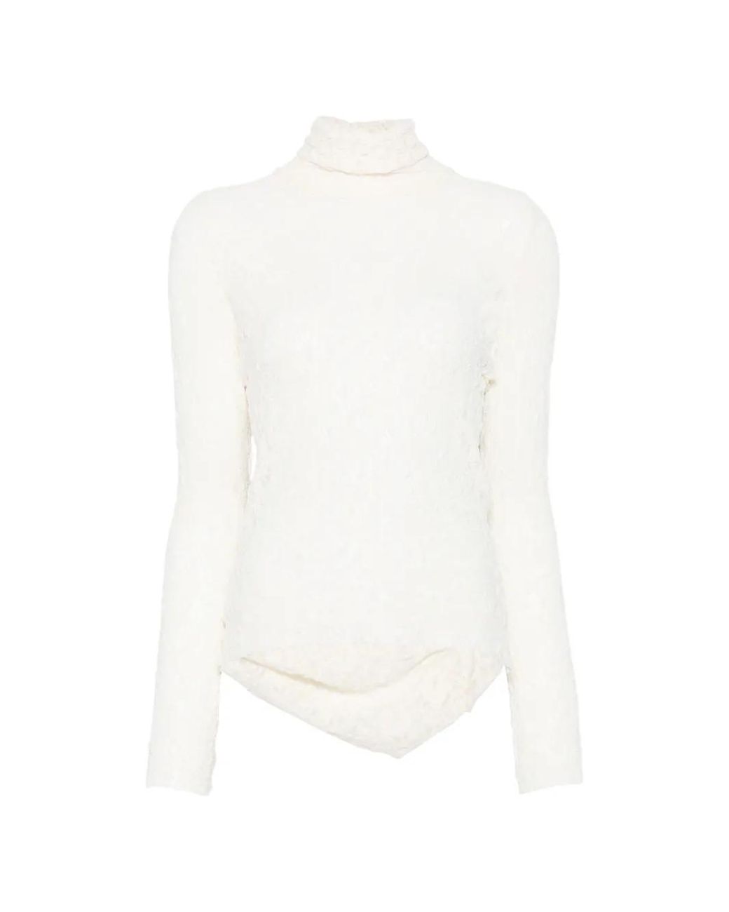 Dixie White Lace Roll-Neck Top