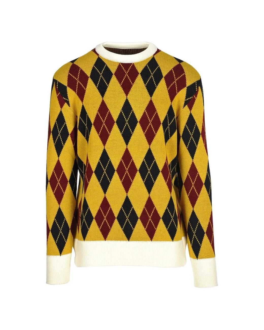 LC23 Yellow Rombo Argyle-Knit Sweater for men