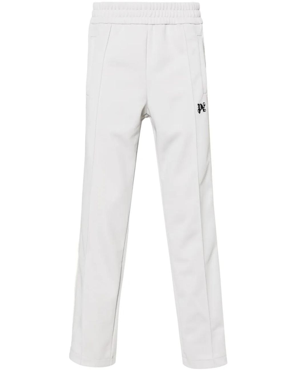 Palm Angels White Monogram-embroidered Track Pants for men