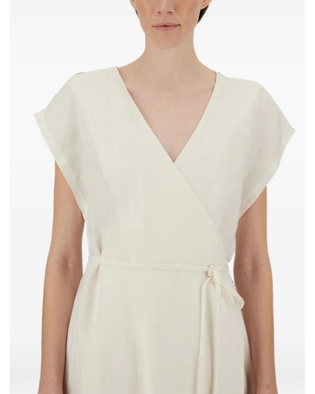 Herno White Wrap-Style Midi Dress