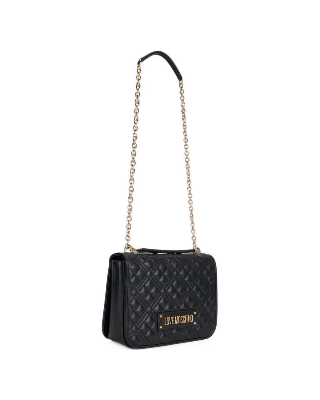 Love Moschino White Quilted Chain-Link Shoulder Bag