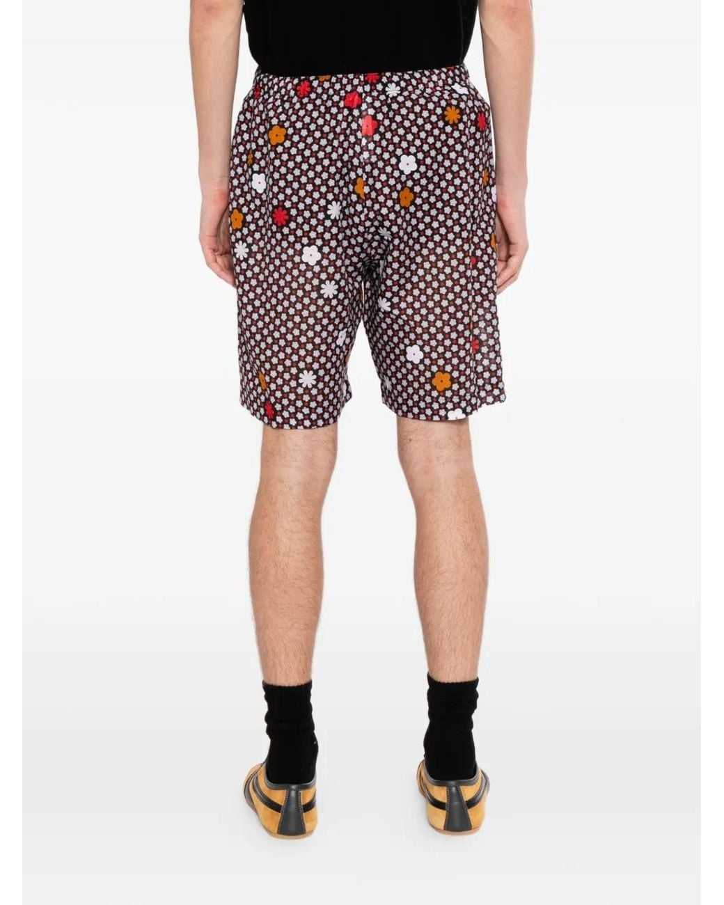 MM6 by Maison Margiela Red Floral-Print Swim Shorts for men