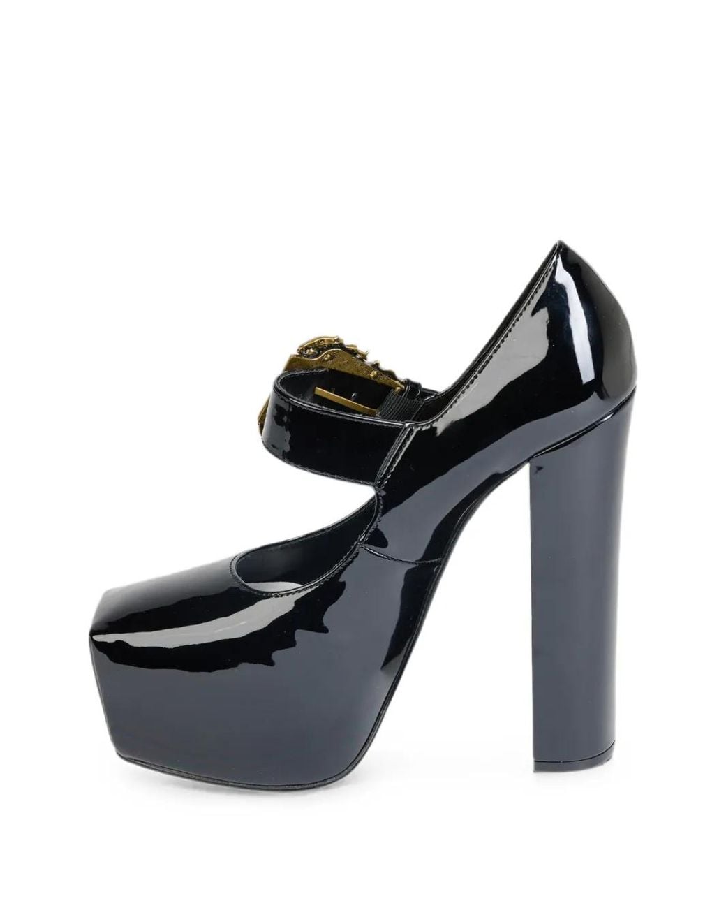 Versace Jeans Couture Black Hurley Baroque-Buckle Platform Pumps