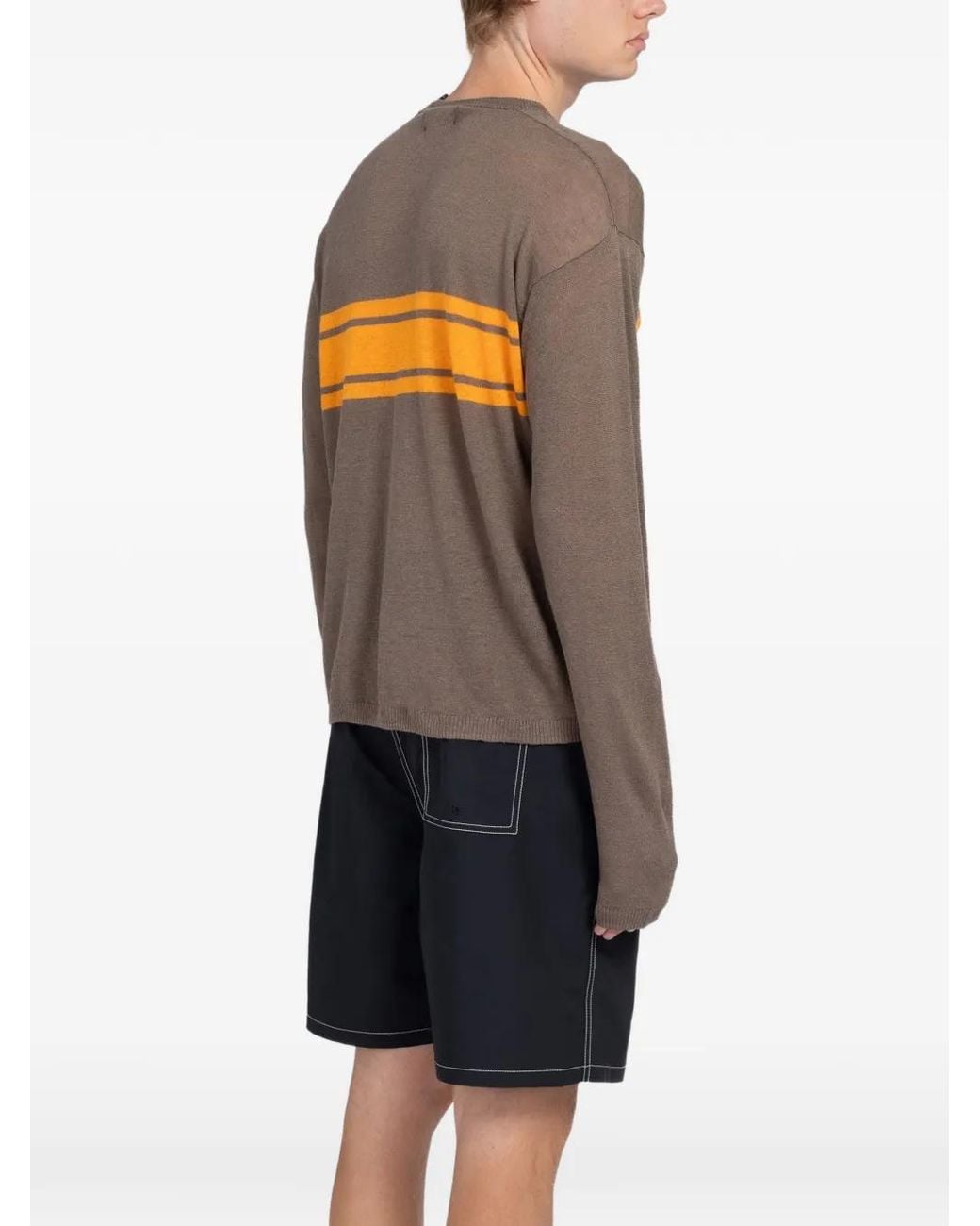 Stussy Blue Pull À Détails Rayés