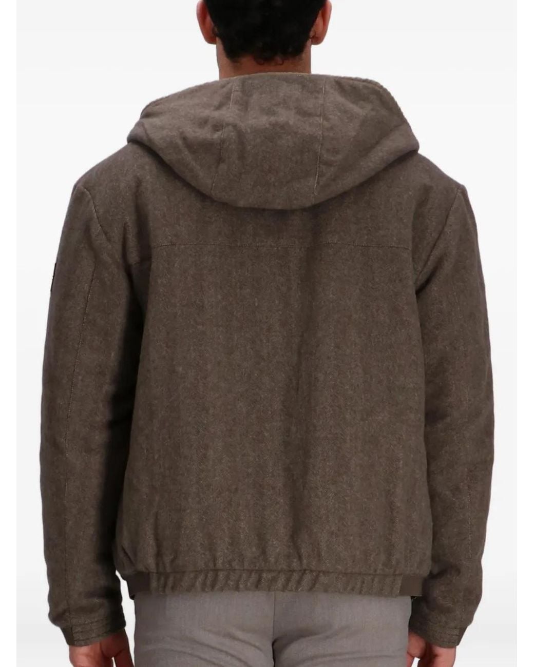 Boss Brown Logo-Patch Hooded Jacket for men