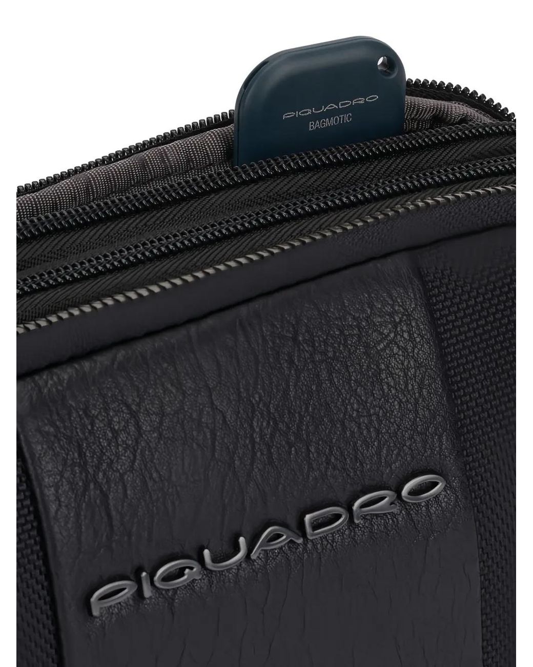 Piquadro Black Logo-Plaque Clutch Bag for men