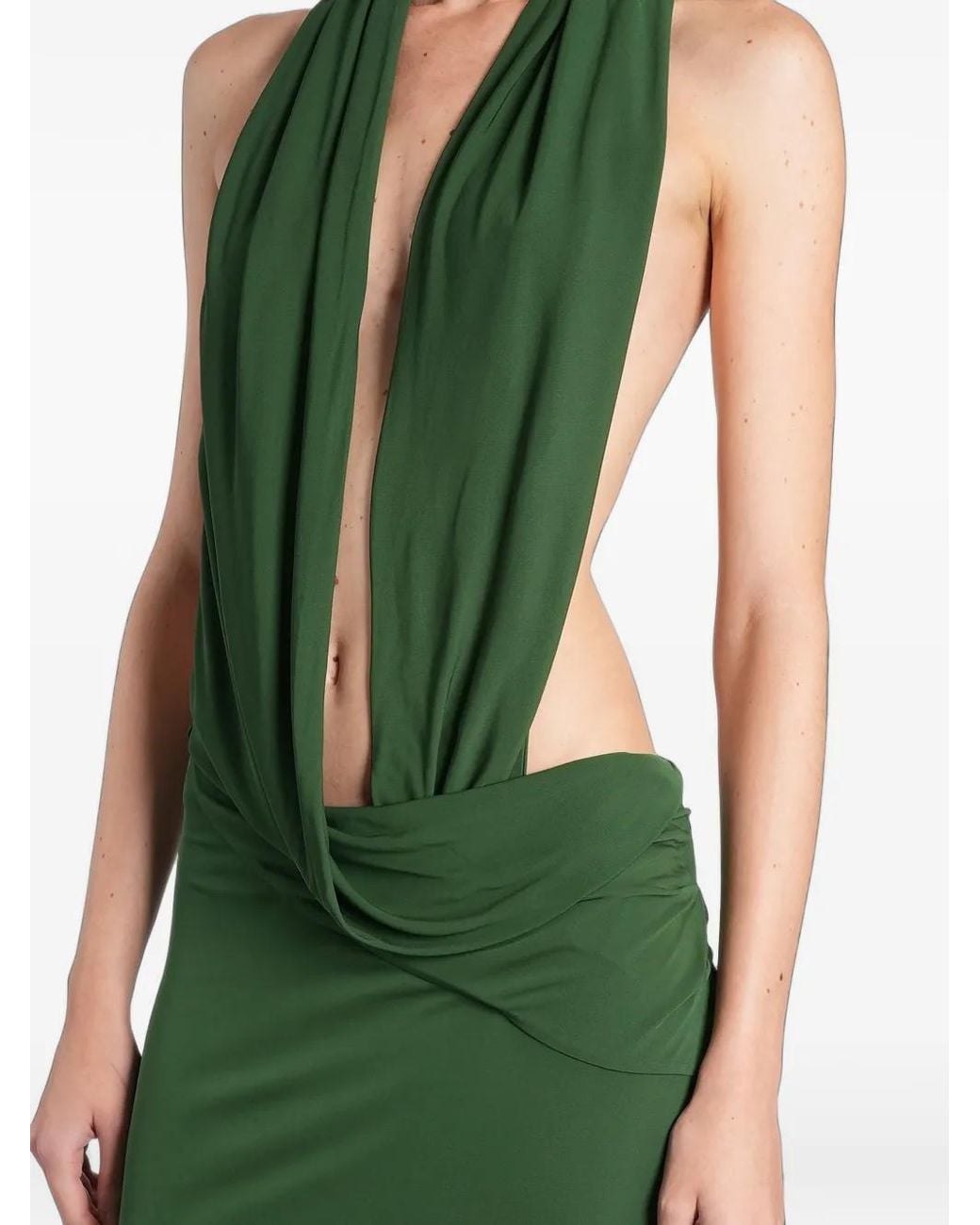 Alex Perry Green Halterneck Draped Maxi Dress